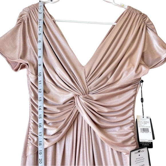 Adrianna Papell Metallic Twist Cap Sleeve Gown, Evening dress champagne pink - Picture 10 of 16